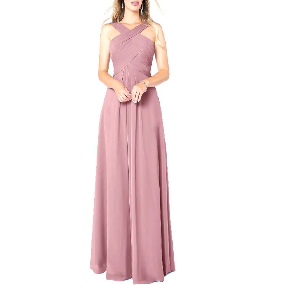 Azazie Chiffon Floor-Length Dress Dusty Rose